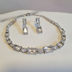 Geometric Crystal Bracelet and Earring Set