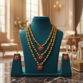 Royal Floral Layered Gold Necklace Set