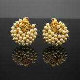 Regal Peacock Pearl Cluster Gold Earrings