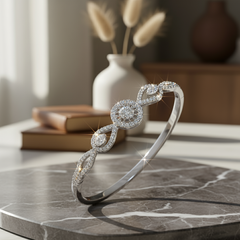 Sparkling Diamond Figure-Eight Interlink Anti Tranish Bangle