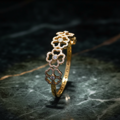 Delicate Floral Diamond Anti-Tarnish Bangle in Gold