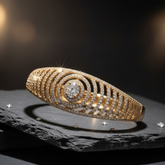 Bold Spiral Diamond Cuff Bangle in Gold