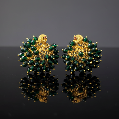 Majestic Peacock-Inspired Emerald Gold Earrings