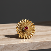 Traditional Sunflower-Inspired Gold Ring