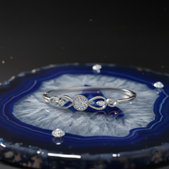 Halo and Interlocking Diamond Link Bangle