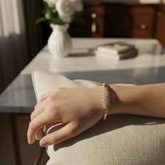 Intricate Diamond-Set Dome Anti-Tarnish Bangle in Gold