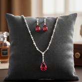 Radiant Ruby Teardrop Diamond Set