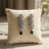 Dazzling Sapphire and Zirconia Waterfall Drop Earrings