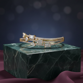 Asymmetrical Multi-Row Anti-Tarnish Diamond Bangle