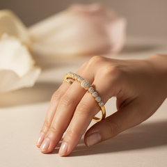 Bejeweled Gold and Diamond Cluster Bangle