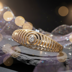 Bold Spiral Diamond Cuff Bangle in Gold