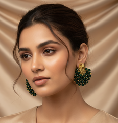 Majestic Peacock-Inspired Emerald Gold Earrings