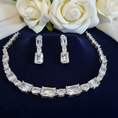 Geometric Crystal Bracelet and Earring Set