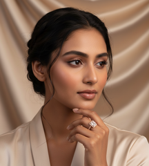 Elegant Rose Gold Emerald-Cut Halo Anti-Tarnish Ring