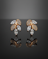 Elegant Leaf Cluster Diamond Stud Earrings