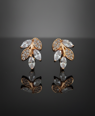 Elegant Leaf Cluster Diamond Stud Earrings