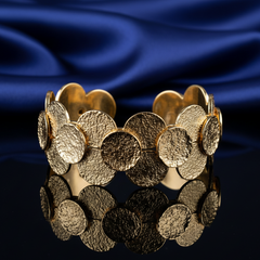 Texturized Gold Disc Statement Cuff