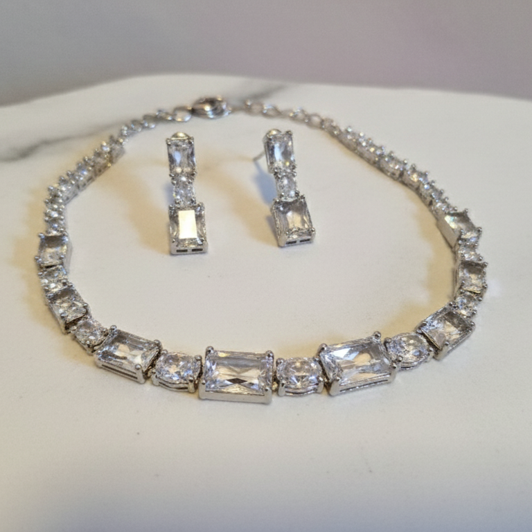 Geometric Crystal Bracelet and Earring Set