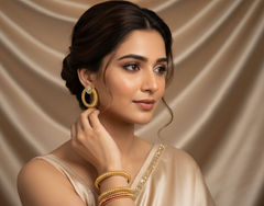 Classic Gold Bangles with Enamel and Pearl Detailing