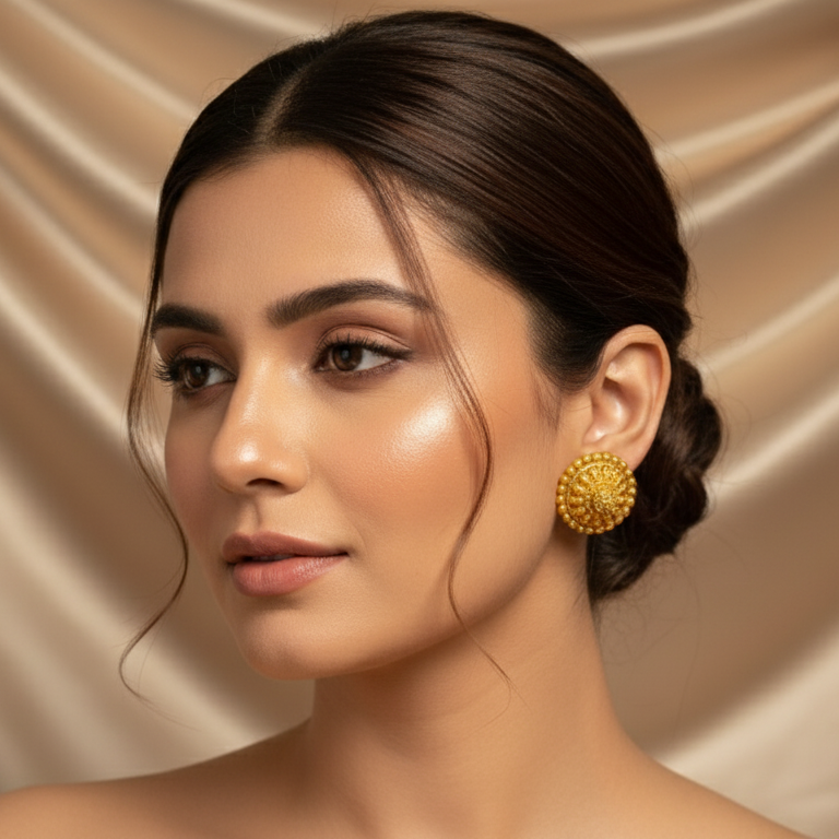 Antique Matte Gold Disc Studs