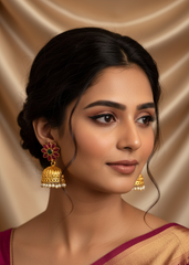 Dual-Tone Floral Jhumka Earrings