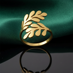 Minimalist Gold-Tone Olive Leaf Ring