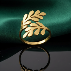 Minimalist Gold-Tone Olive Leaf Ring