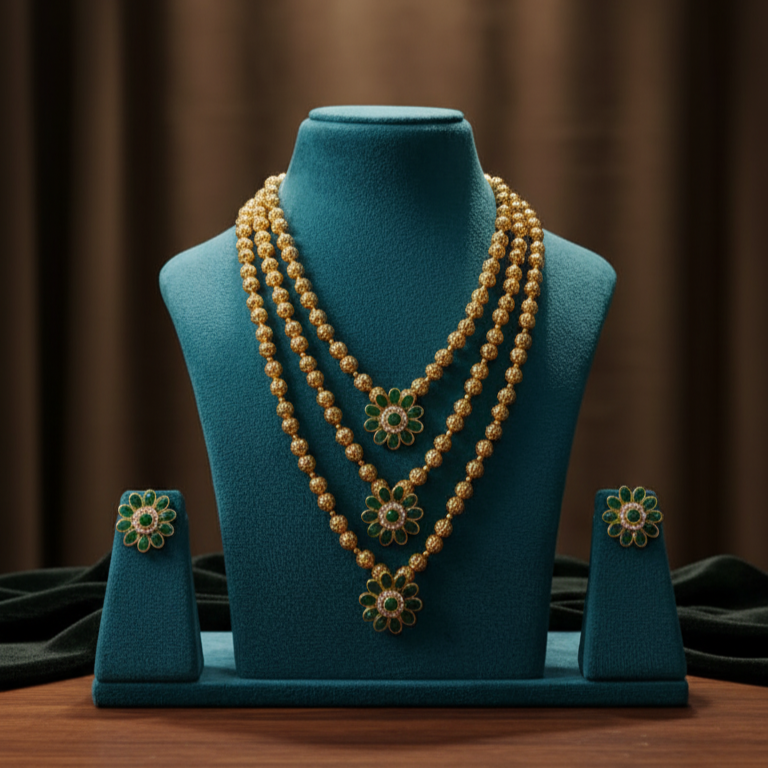 Royal Emerald Bloom Jewellery Set