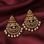 Antique Finish Chandbali Earrings with Pearls