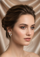 Elegant Leaf Cluster Diamond Stud Earrings