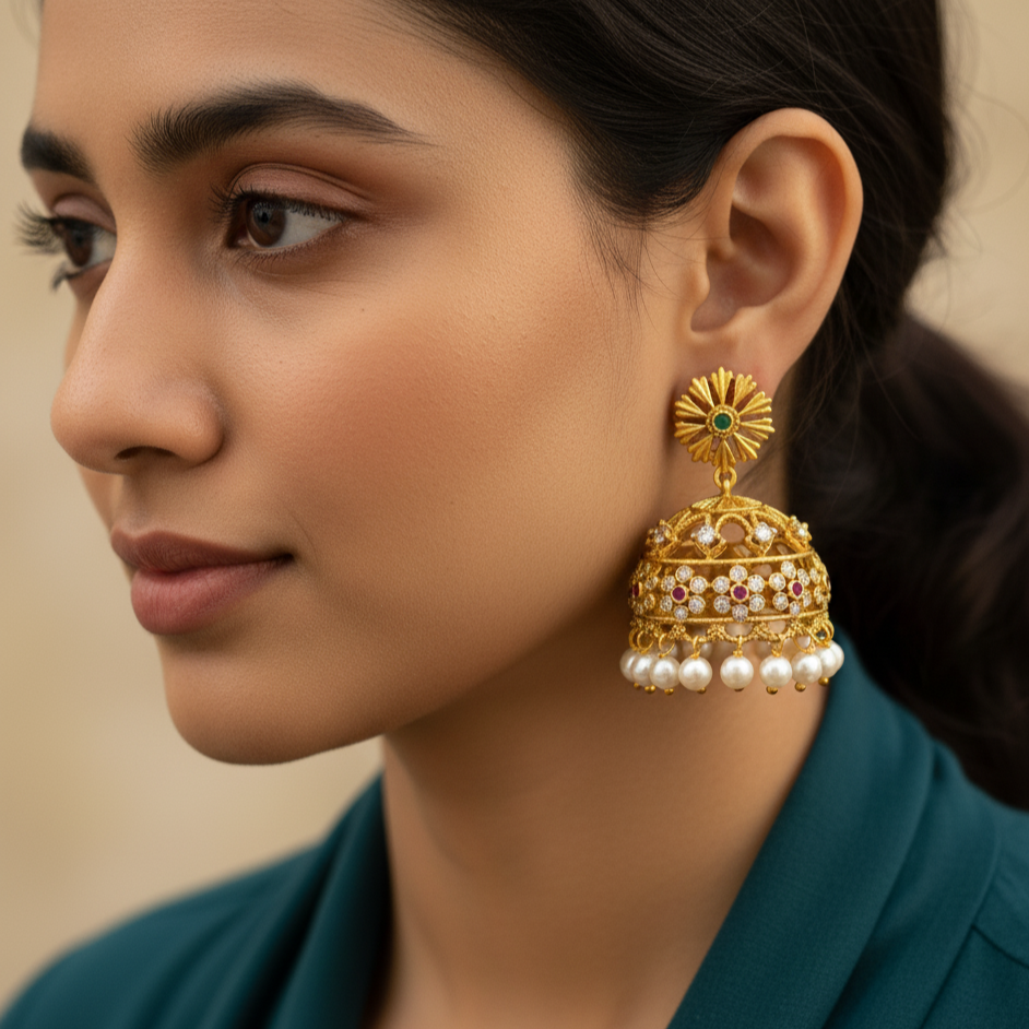 Intricately Designed Traditional Jhumkas