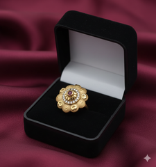 Antique Gold-Tone Floral Ring in Presentation Box