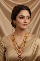 Royal Floral Layered Gold Necklace Set