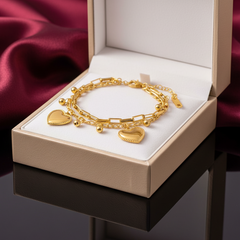 Dual-Layer Heart Charm Bracelet in Presentation Box