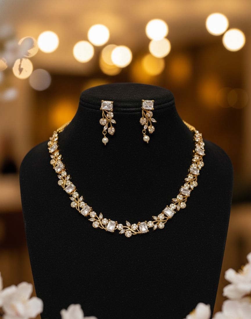 Crystal Bloom Elegance Necklace Set