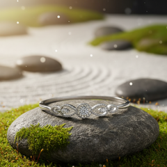 Halo and Interlocking Diamond Link Bangle