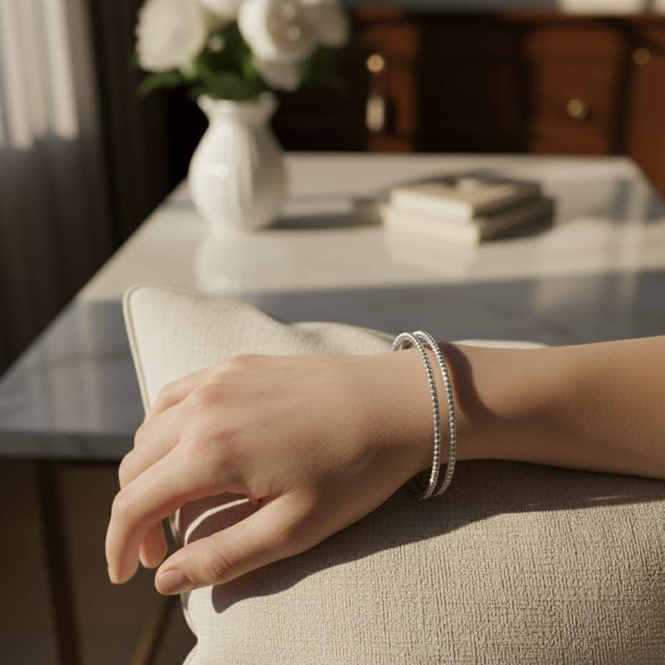 Brilliant Double-Row Diamond Pave Bangle