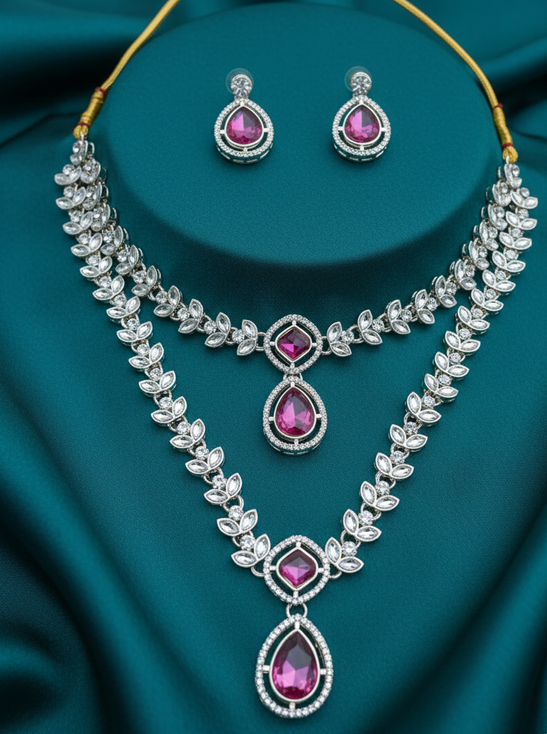 Contemporary Kundan and Pink Stone Choker Set
