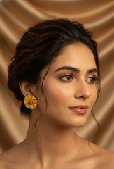 Ornate Filigree Gold Flower Studs