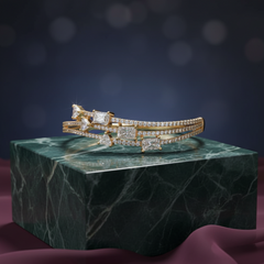 Asymmetrical Multi-Row Anti-Tarnish Diamond Bangle