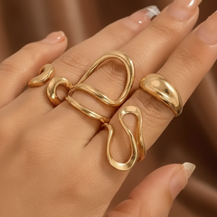Abstract Gold-Tone Stackable Ring Set