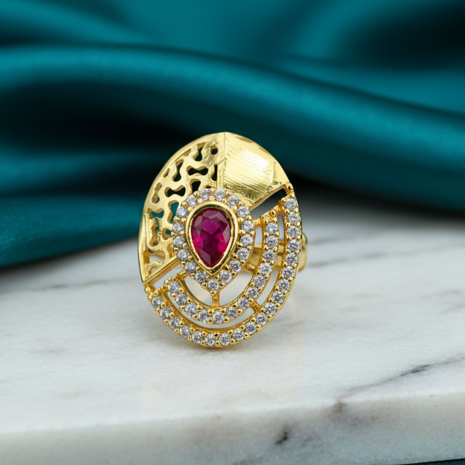 Contemporary Gold-Tone Cocktail Ring