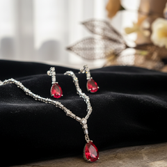Radiant Ruby Teardrop Diamond Set