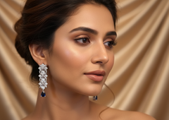 Dazzling Sapphire and Zirconia Waterfall Drop Earrings