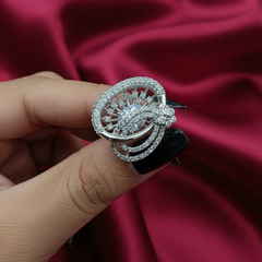 Ornate Silver-Tone Statement Ring