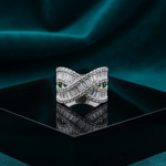Elegant Diamond-Look Criss-Cross Ring