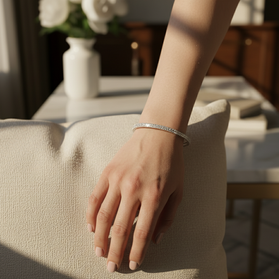 Brilliant Double-Row Diamond Pave Bangle