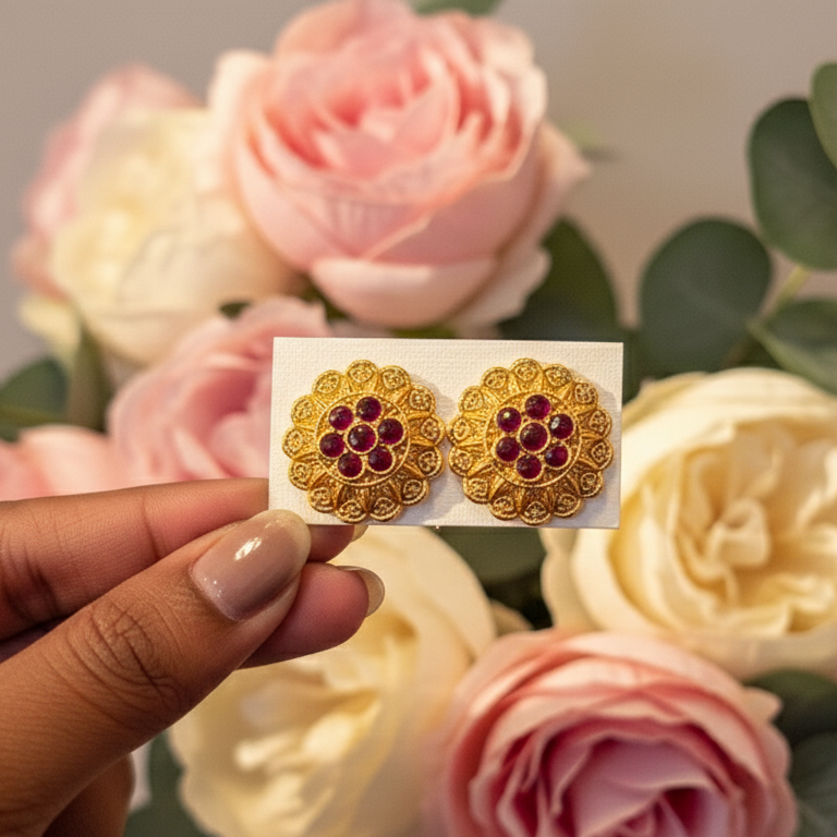 Grand Kundan-Style Floral Studs