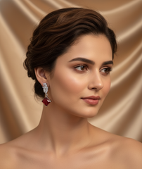 Elegant Ruby Princess-Cut Dangler Earrings