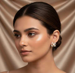 Classic Pearl & Diamond Floral Stud Earrings